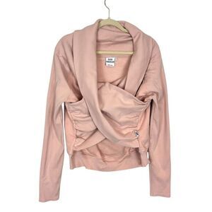 Good American Sweater Womens Size 6 Blush Pink Shawl Collar Faux Wrap Crossover